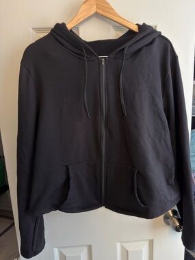 Black Zip-Up Hoodie Jacket - Women